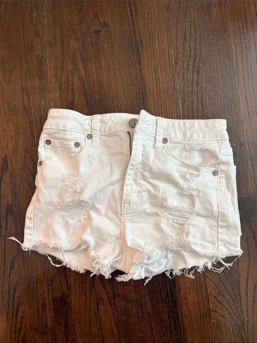 Aeropostale White Distressed Jean Cutoff Shorts